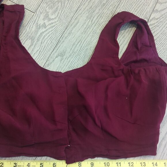 Burgundy Saree With Beaded Border Embellished Fabric With Blouse - M - Picture 5 of 5